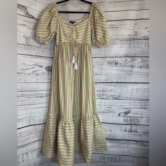 Fore Dress Womens Size Small Tie Front Puff Sleeve Maxi‎ Fore Collection Tiered - Picture 5 of 10